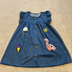 Kids Dress with Dinosaur and Rainbow Patches NWOT